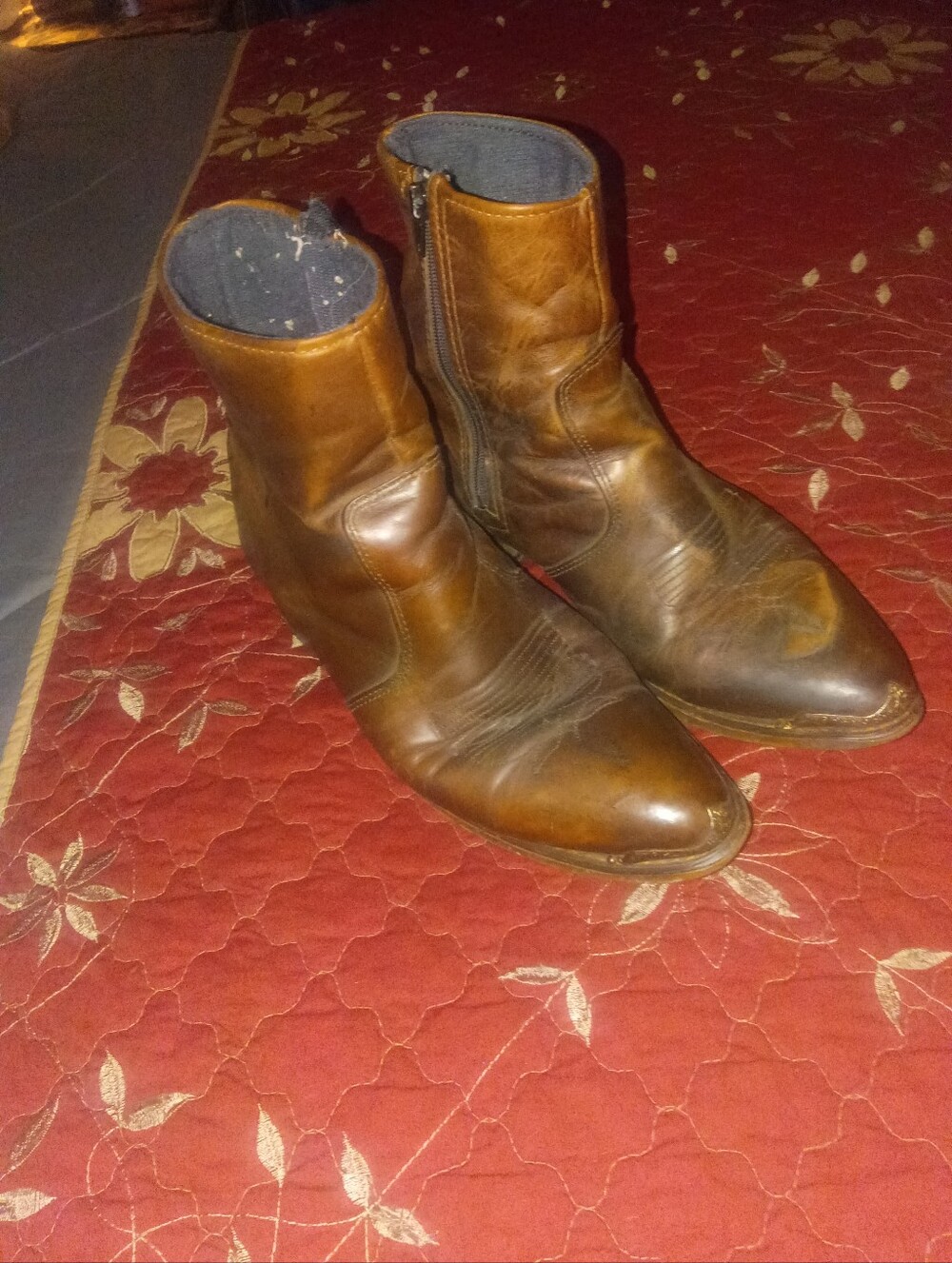Men's Brown Leather Zip Cowboy Boots By Durango
